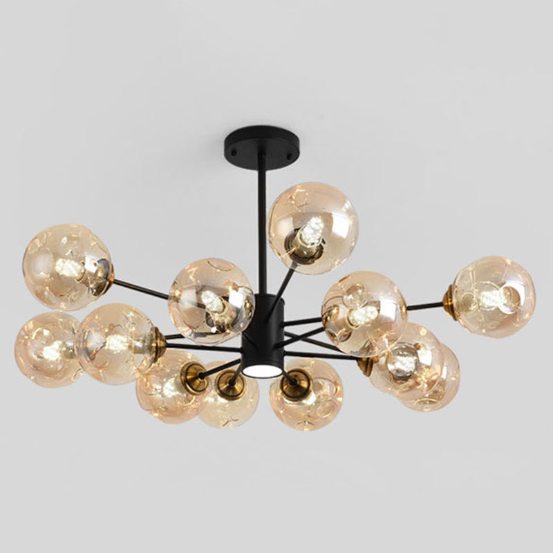 Modern Glass Bubble Chandelier Pendant Lights For Bedroom 12 / Amber
