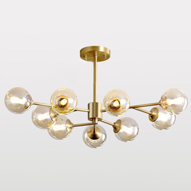 Modern Glass Globe Chandelier For Living Room - Elegant Suspension Lighting 9 / Gold