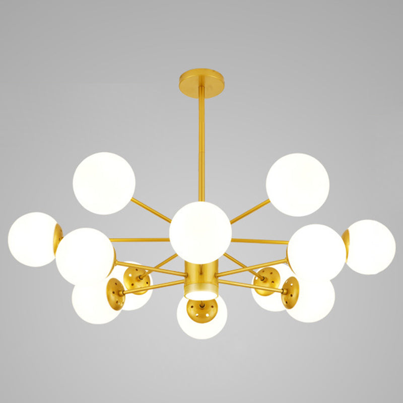 Contemporary Glass Chandelier Light For Living Room Ceiling 12 / Gold With Spot