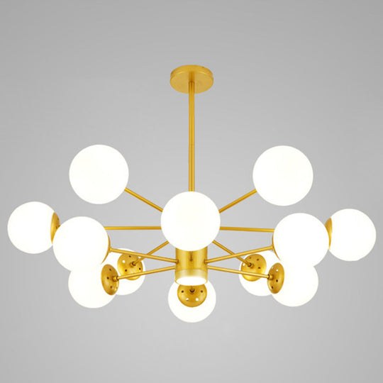 Contemporary Glass Chandelier Light For Living Room Ceiling 12 / Gold With Spot
