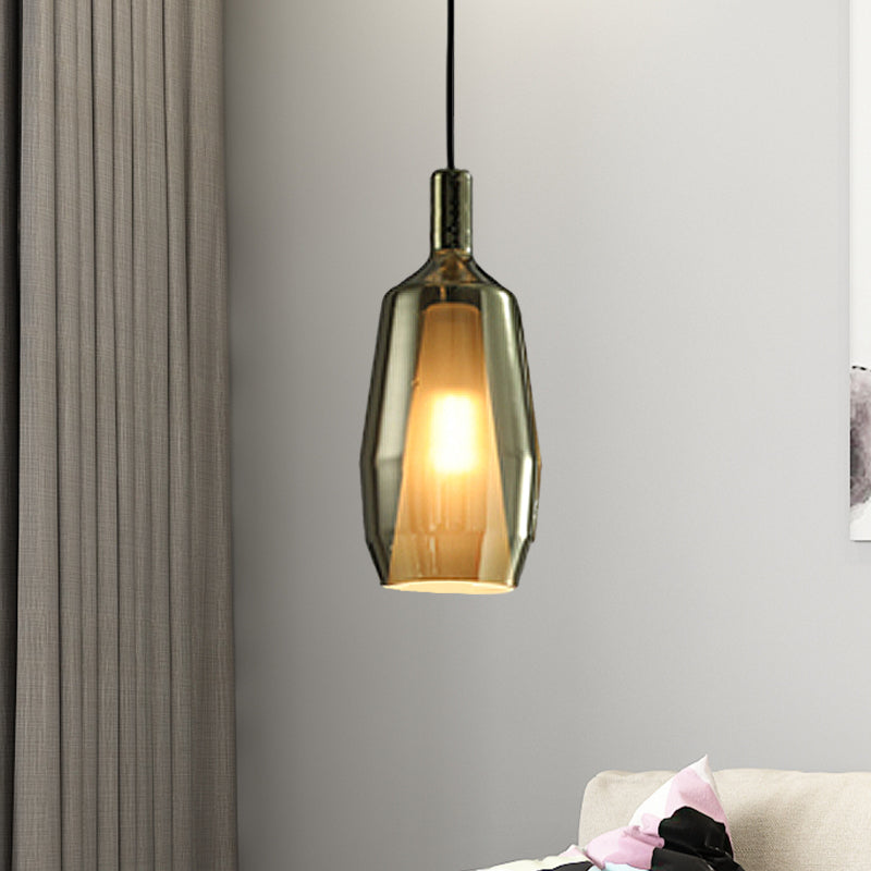 Modern Green Glass Tulip Pendant Light Fixture - Dining Room Hanging Lamp Kit