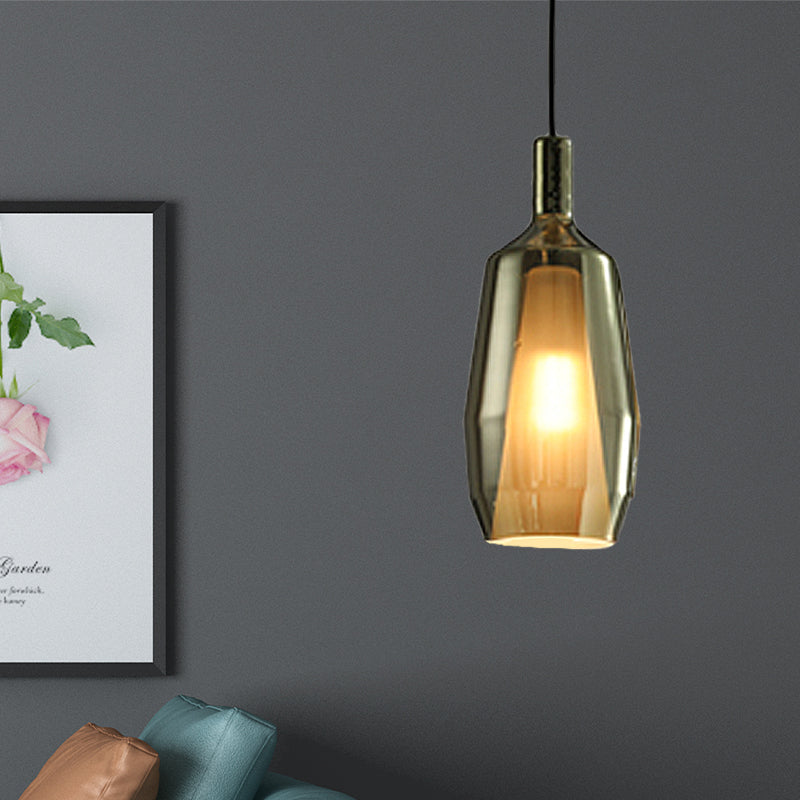 Modern Green Glass Tulip Pendant Light For Dining Room - Single Head Hanging Lamp Kit