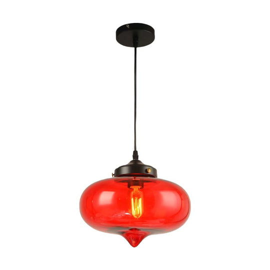 Modern Onion Pendant Light – Gray/Red/Yellow Glass Ceiling Fixture For Restaurants