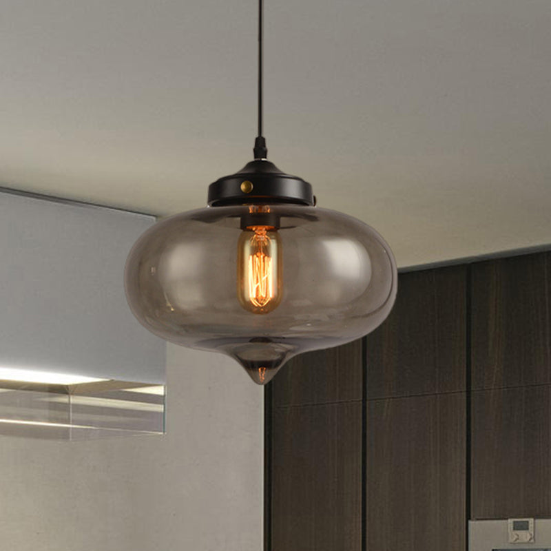 Modern Onion Pendant Light – Gray/Red/Yellow Glass Ceiling Fixture For Restaurants