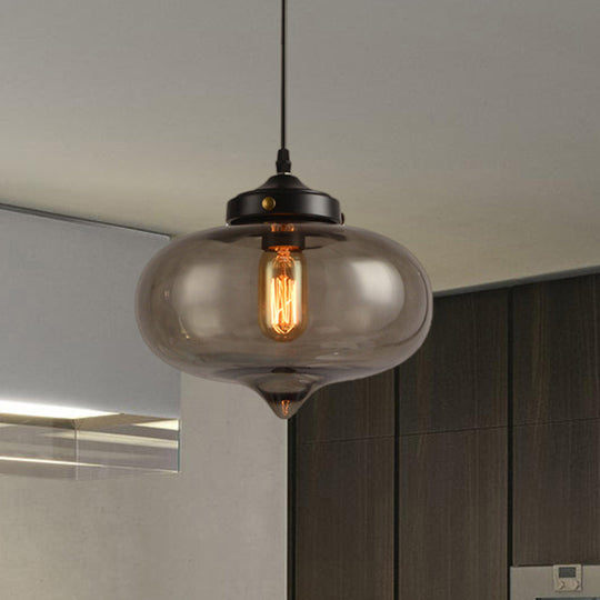 Modern Onion Pendant Light – Gray/Red/Yellow Glass Ceiling Fixture For Restaurants