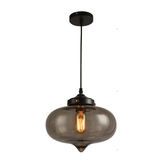 Modern Onion Pendant Light – Gray/Red/Yellow Glass Ceiling Fixture For Restaurants