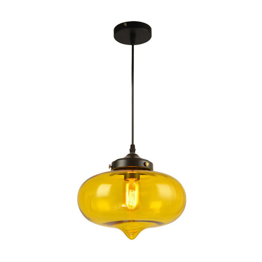 Modern Onion Pendant Light – Gray/Red/Yellow Glass Ceiling Fixture For Restaurants