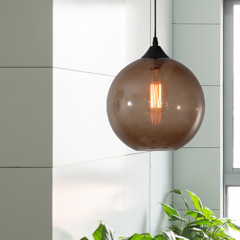 Macaron Glass Pendant Ceiling Light - Clear/Coffee/Red Dining Room Hanging Lamp Kit