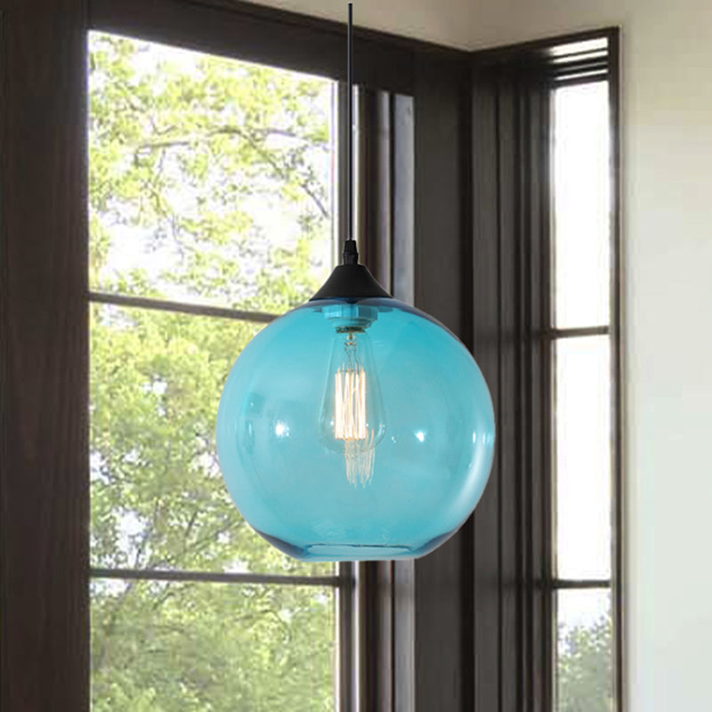 Macaron Glass Pendant Ceiling Light - Clear/Coffee/Red Dining Room Hanging Lamp Kit