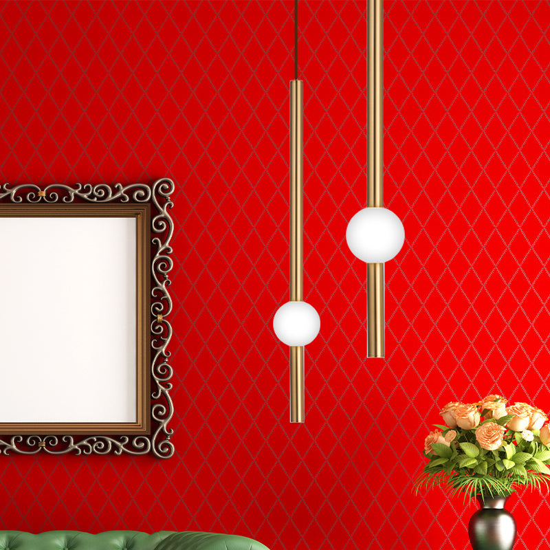 Gold/White Glass Flute Pendant Light Kit - Simple Style For Stairways (1 Head)