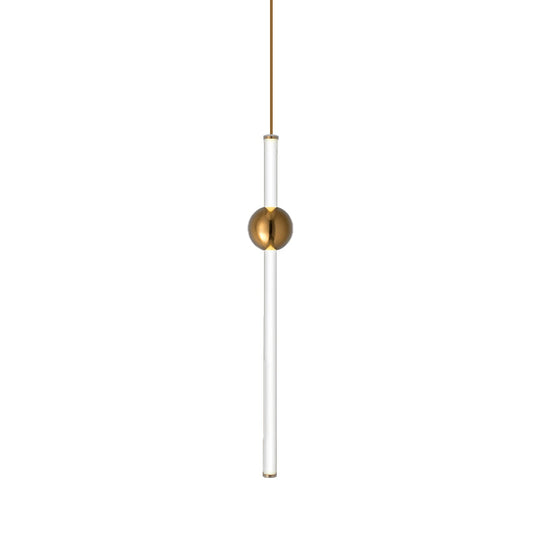 Gold And White Glass Flute Pendant Light- Single Head Stairway Fixture