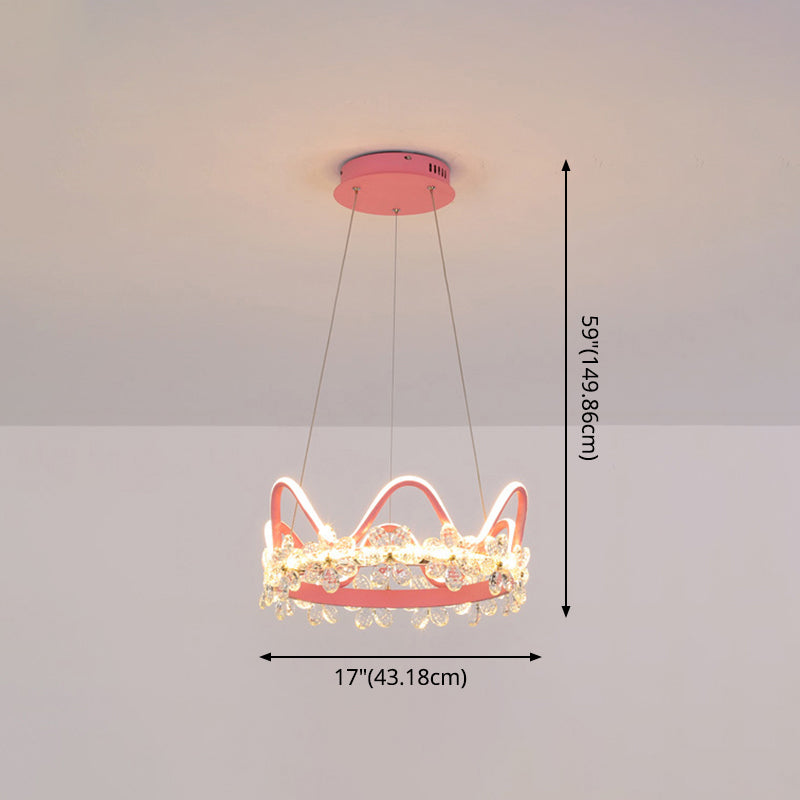 Nordic Style Crystal Pendant Light With 1 Suspended Crown For Living Room