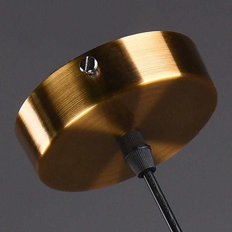 Mid-Century Design Hanging Lamp With Glass Shade And Metal Ring - Perfect For Bedroom