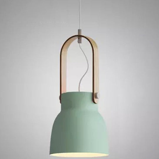 Nordic Modern Metal Pendant Lamp - 1-Light Upside Down Trifle Style For Restaurants Green / 7.5’