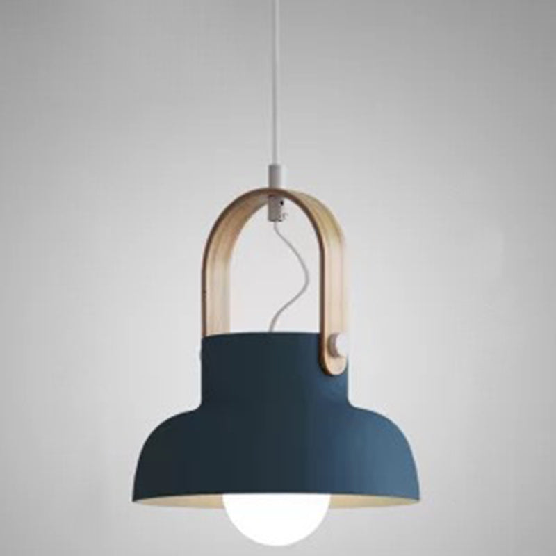 Nordic Style 1-Light Pendant Lamp - Upside Down Trifle Design For Modern Metal Restaurants Dark Blue