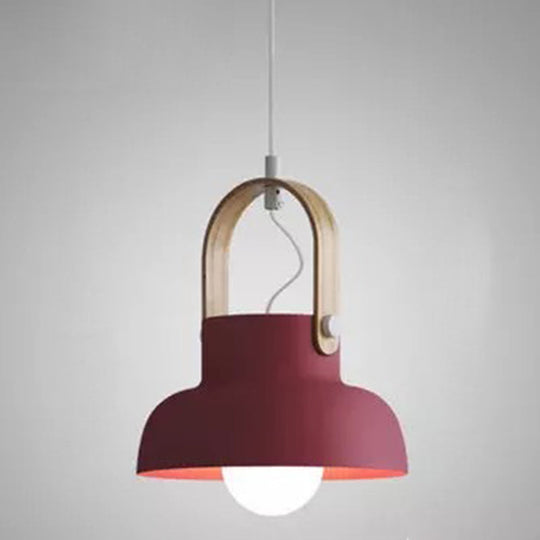 Nordic Style 1-Light Pendant Lamp - Upside Down Trifle Design For Modern Metal Restaurants Crimson /