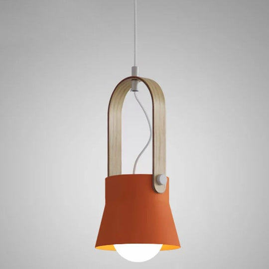 Nordic Style 1-Light Pendant Lamp - Upside Down Trifle Design For Modern Metal Restaurants Orange /