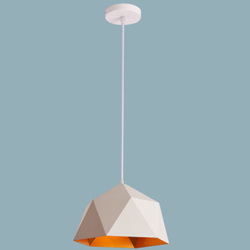 Nordic Macarons Style 1-Light Diamond Pendant: Elegant Metal Hanging Lamp For Dining Room White / 10