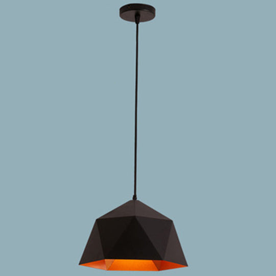 Nordic Macarons Style 1-Light Diamond Pendant: Elegant Metal Hanging Lamp For Dining Room Black / 10