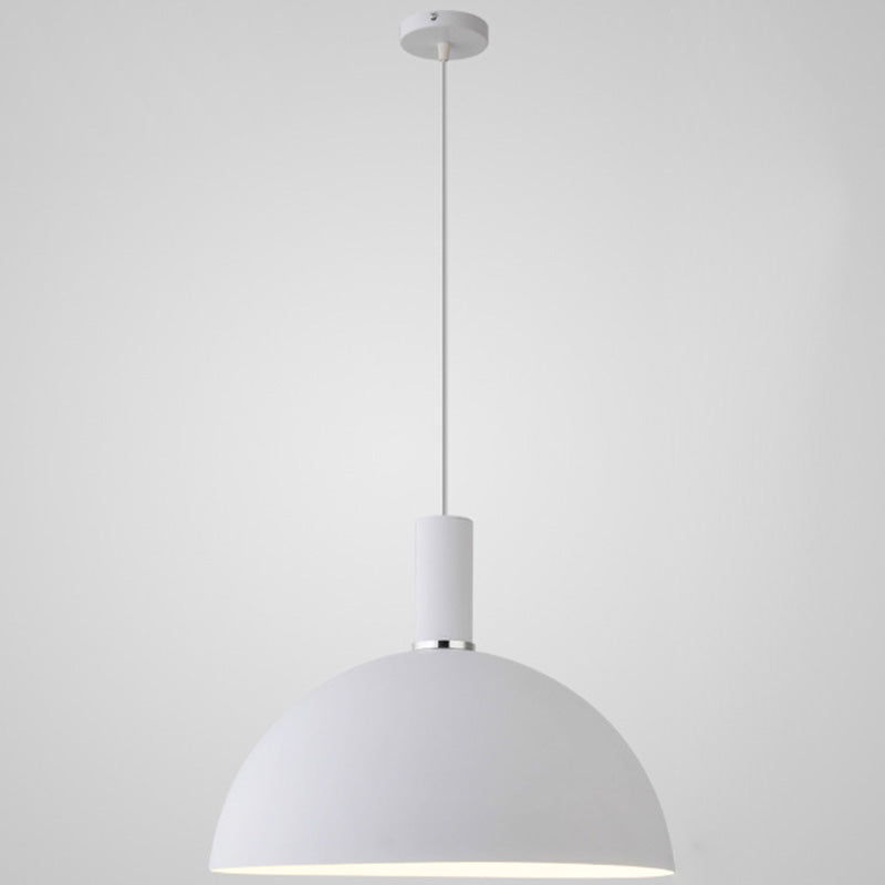 Nordic Style Metal Hemisphere Pendant Light For Restaurants - 1-Light Ceiling Lamp White / 16’