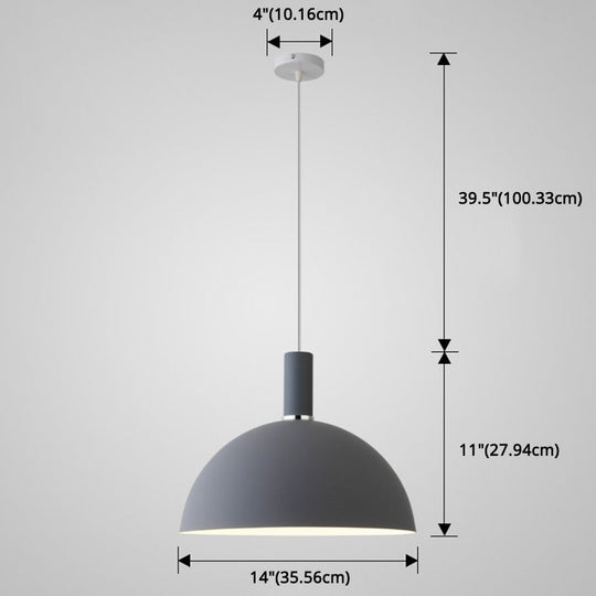 Nordic Style Metal Hemisphere Pendant Light For Restaurants - 1-Light Ceiling Lamp
