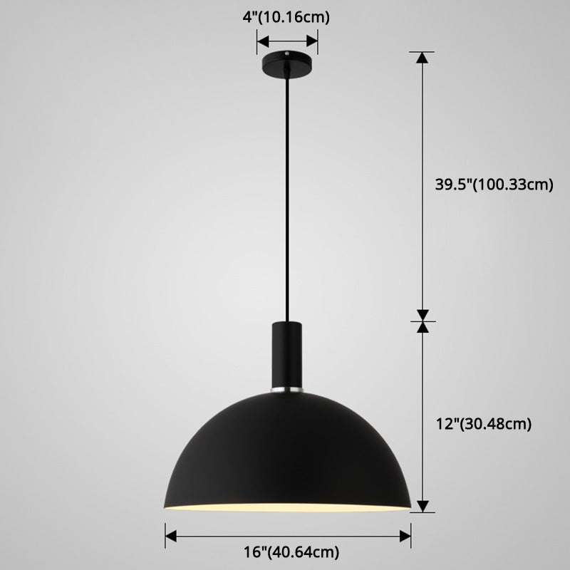 Nordic Style Metal Hemisphere Pendant Light For Restaurants - 1-Light Ceiling Lamp