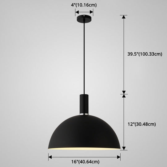 Nordic Style Metal Hemisphere Pendant Light For Restaurants - 1-Light Ceiling Lamp