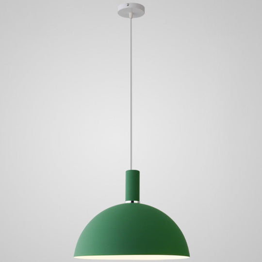 Nordic Style Metal Hemispherical Pendant Lamp - | Restaurant Ceiling Light 1 Green / 12