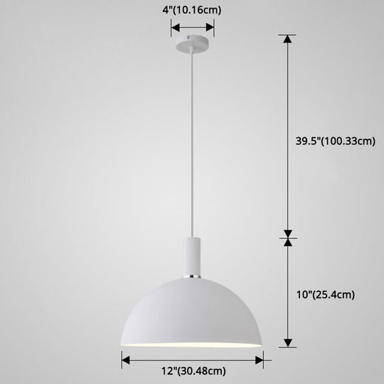 Nordic Style Metal Hemisphere Pendant Light For Restaurants - 1-Light Ceiling Lamp