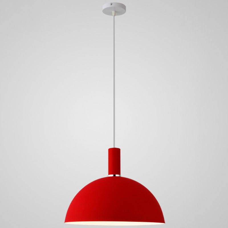 Nordic Style Metal Hemispherical Pendant Lamp - | Restaurant Ceiling Light 1 Red / 12