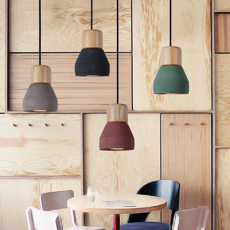 Nordic Minimalist Cement Tapered Hanging Light - Restaurant Down Mini Pendant (1-Light)
