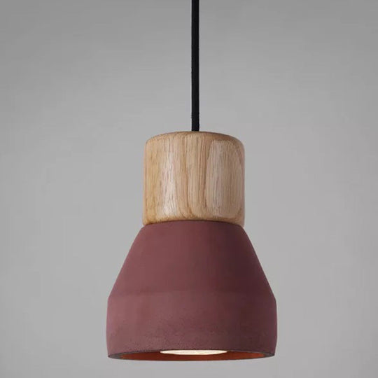 Nordic Minimalist Style Cement Tapered Hanging Light - 1-Light Restaurant Down Mini Pendant Red