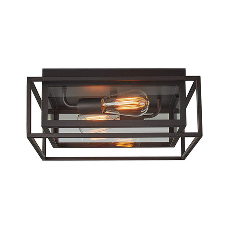Vintage Style Black Flush Mount Ceiling Light With Clear Glass Shade
