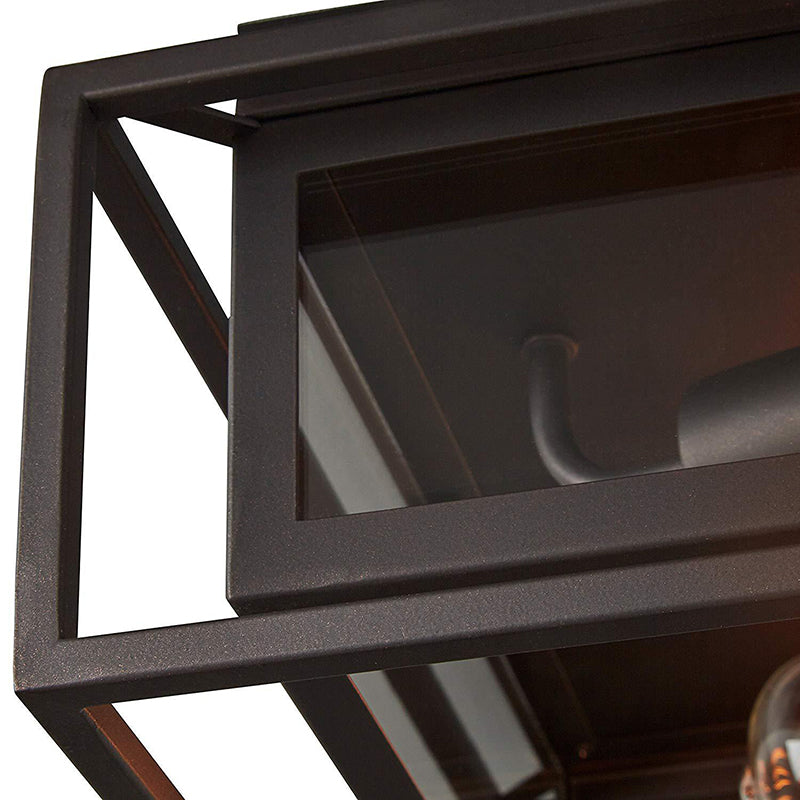 Vintage Style Black Flush Mount Ceiling Light With Clear Glass Shade