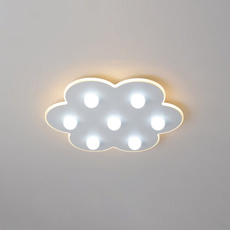 Modern Metal Led Flush Ceiling Light For Kids - Flower/Round/Square Design 8 Lights 16.5/19.5 Inch