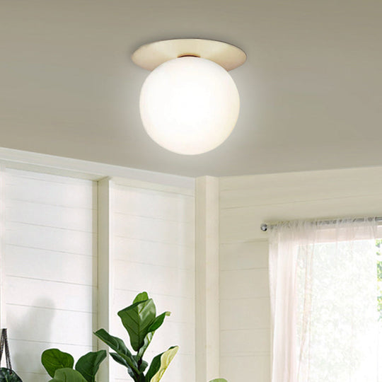 Modern Glass Semi - Flush Chandelier: 1 - Light Ceiling Mount Fixture For Hallway