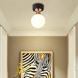 Contemporary Milk Glass Hallway Ceiling Light Fixture