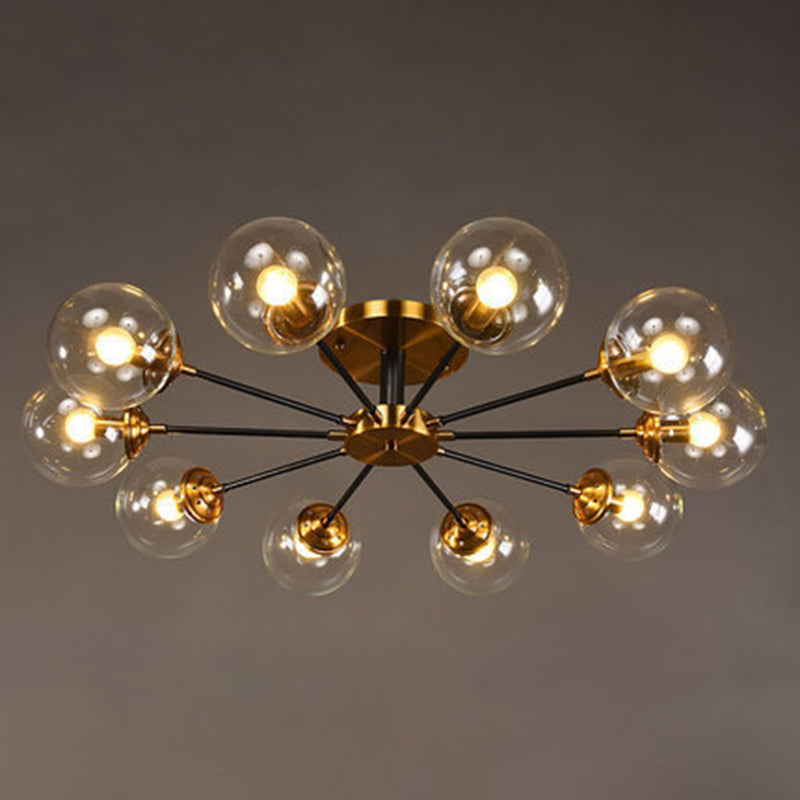 Ultra-Contemporary Sputnik Stained Glass Ceiling Light For Bedroom 10 / Clear