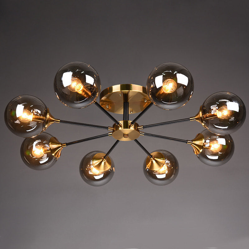Ultra - Contemporary Sputnik Stained Glass Ceiling Light For Bedroom