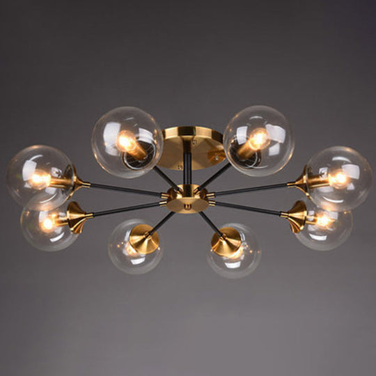 Ultra-Contemporary Sputnik Stained Glass Ceiling Light For Bedroom 8 / Clear