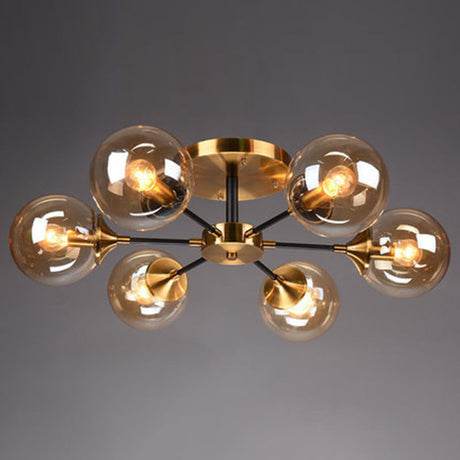 Ultra-Contemporary Sputnik Stained Glass Ceiling Light For Bedroom 6 / Amber