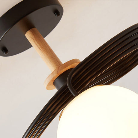 Ultra-Contemporary Milk Glass Semi Flush Mount Ceiling Light Fixture For Living Room