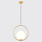 Mid-Century Opal Frosted Glass Globe Pendant Light Elegant 1-Light Hanging Lamp Gold / 14