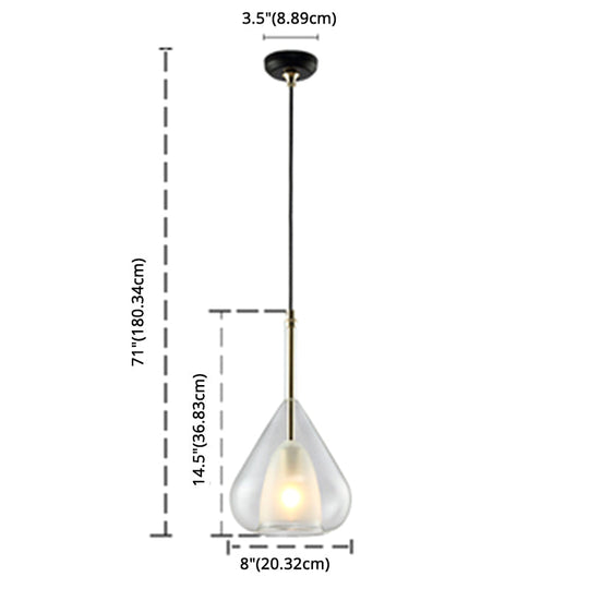 Modern Teardrop Pendant Lamp: Double Glass Living Room Lighting