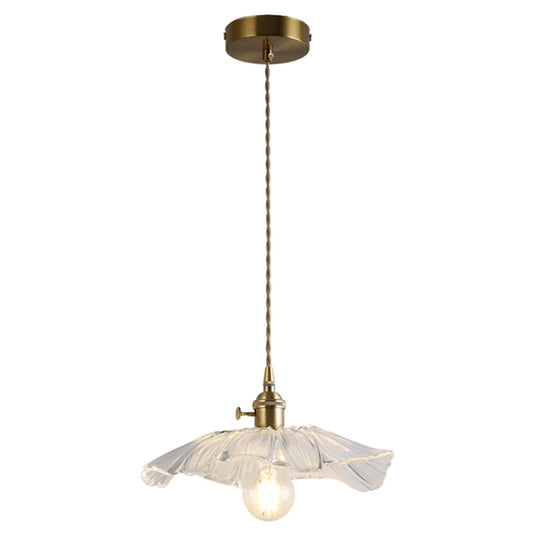 Vintage Industrial Pendant Lamp - Flower Shape Shade With Clear Glass