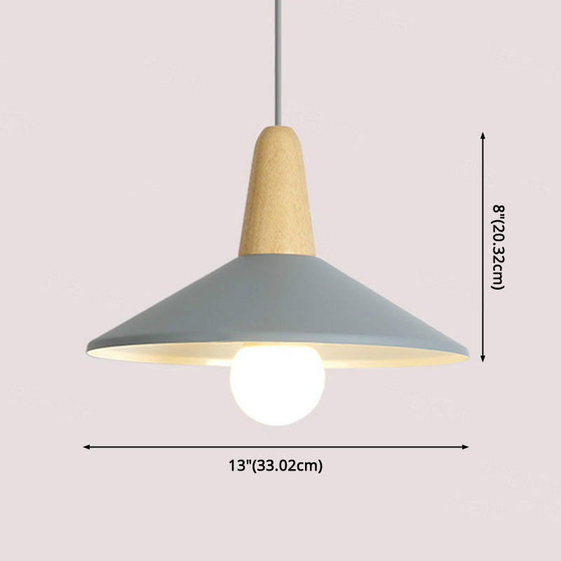 Nordic Style Metal Hanging Pendant Lamp With Wooden Top - Ideal For Restaurants