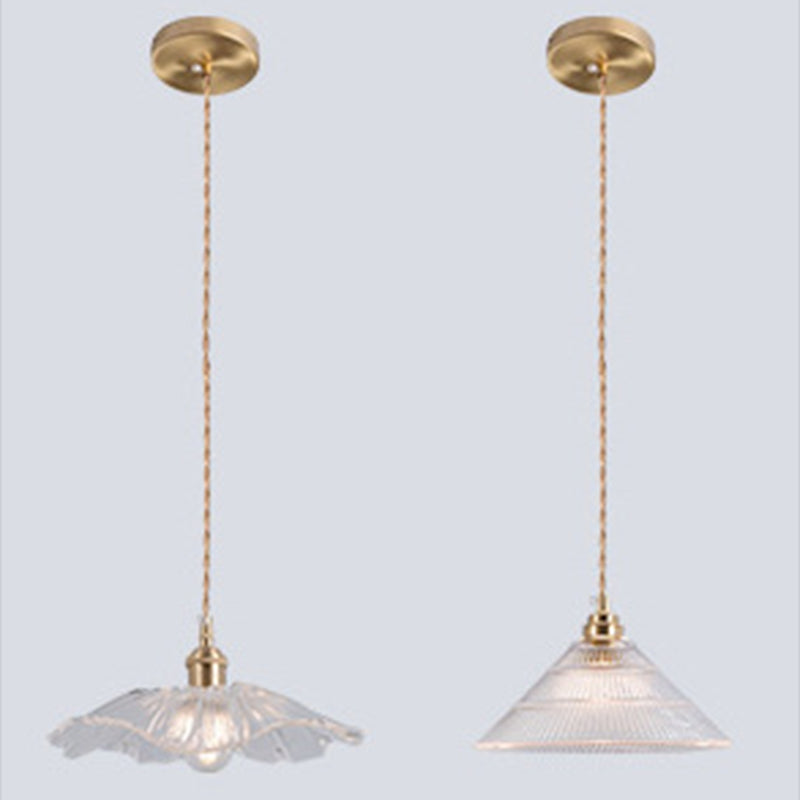 Clear Glass Retro Industrial Pendant Light For Kitchen - 1-Light Ceiling