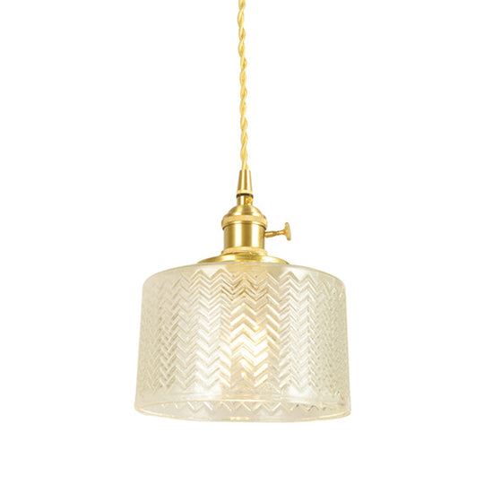 Wavy Glass Pendant Light - Vintage Industrial 1 Hanging Lamp