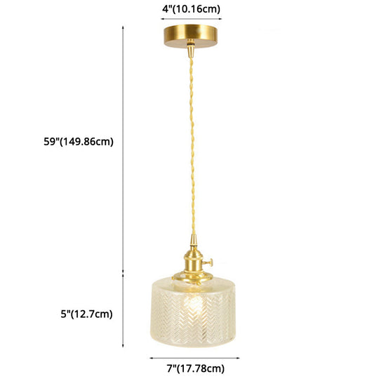 Wavy Glass Pendant Light - Vintage Industrial 1 Hanging Lamp