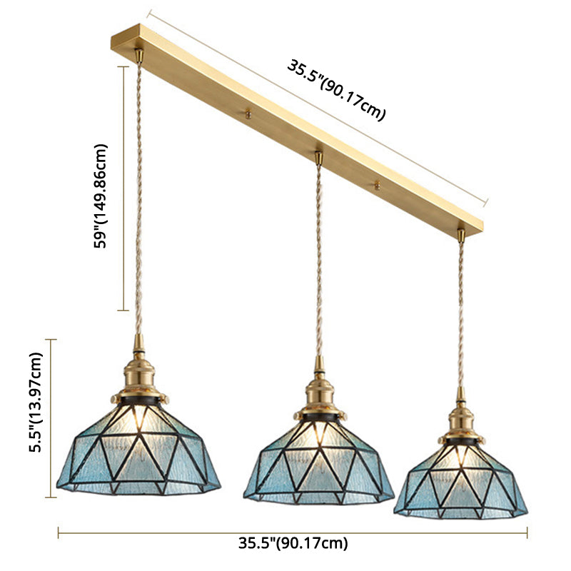 Geometric Icy Glass Pendant Lamp In Tiffany-Style